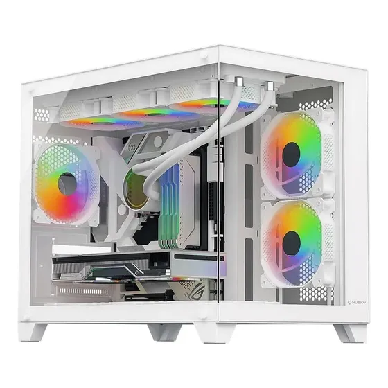 Gabinete Gamer Husky Dome 210 Mini Tower Vidro Branco