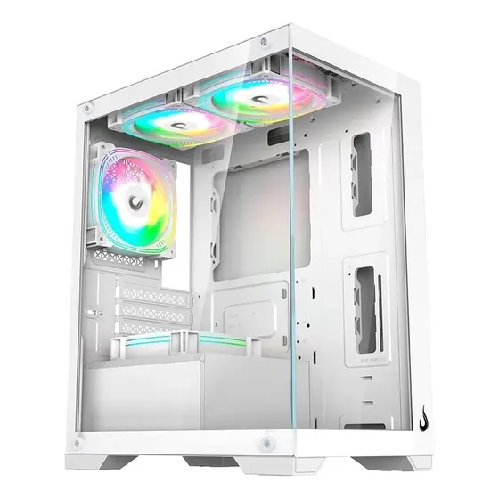 Gabinete Gamer Rise Mode Crystal Glass 01 Branco Mid Tower