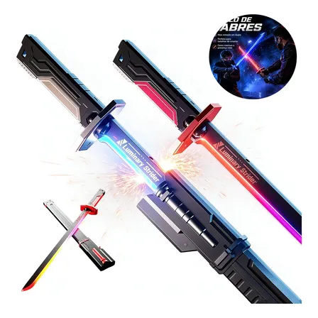 Espada Samurai Led Com Efeitos Especial Fumaça Faisca 80cm Bordô