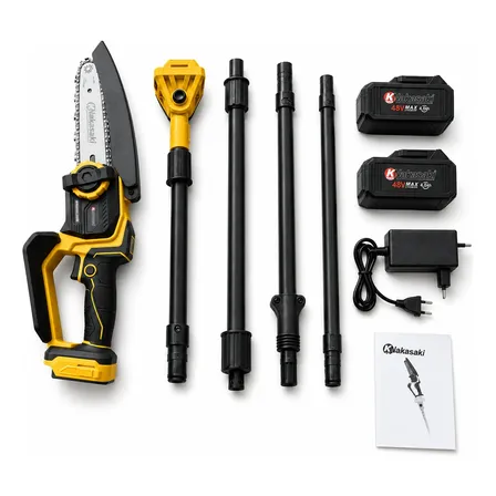 Mini Motosserra Elétrica Nakasaki 48v 2 Baterias Haste 3,3m Amarelo 48