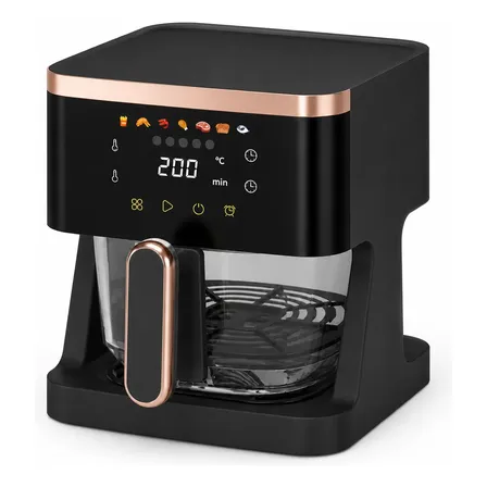 Fritadeira Elétrica Air Fryer Digital Com Cesto De Vidro Preto 127v