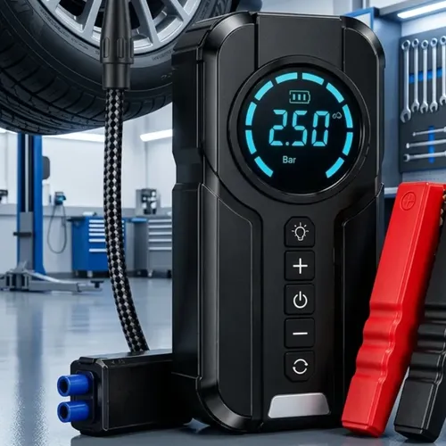 Auxiliar Partida Bateria Portátil Compressor Pneu Moto Bike Preto
