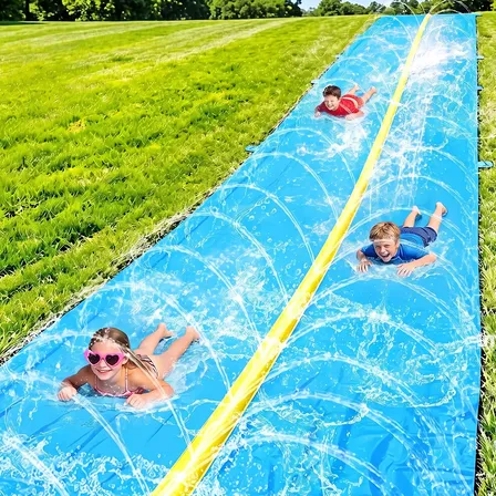 550cm Tapete Escorregador Infantil Pista Dupla Azul-celeste