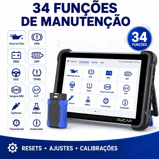 Scanner Automotivo Obd2 Mucar 892bt 34 Resets Can Fd Af Abs