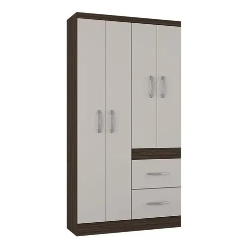 Guarda Roupa Solteiro 4 Portas Off White Mdp Branco