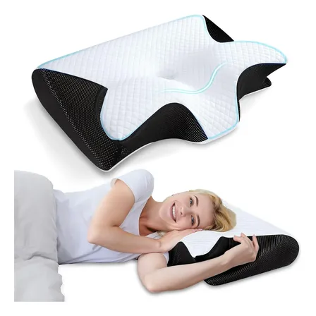 Travesseiro Cervical Japonês Memory Foam Ortopédico Pescoço Preto