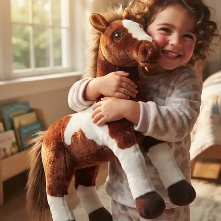 Cavalo Pampa Pelucia Realista Fazendinha Grande Marrom E Branco