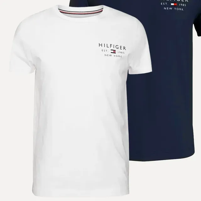 Kit Camisetas Tommy Hilfiger Brand Love Azul Marinho/branca