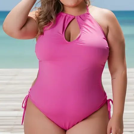 Maiô Body Feminino Engana Mamãe Plus Size Bojo Frente Única Rosa Liso Gg - 48/50