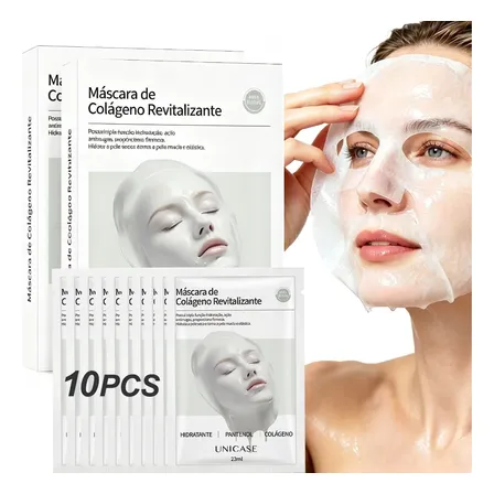 Máscara Facial Hidratante Coreana Colágeno 10 Unid Todo Tipo De Pele