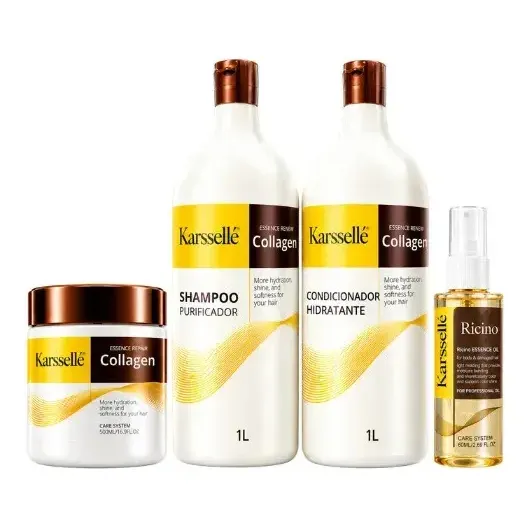 Kit Karssellé Shampoo 1l + Condicionador 1l + Máscara 500g +