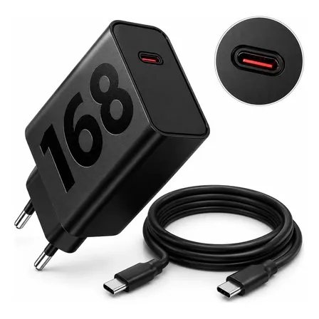 Carregador Turbo 168w Usb-c Carga Rápida Alta Potência Preto