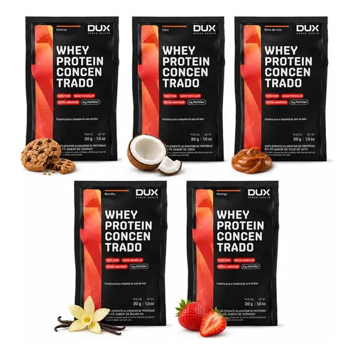Whey Concentrado Dux Sachê Kit 5 Sabores Monodose