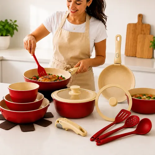 Jogo De Panelas 15 Peças Com Tampas E Utensílios Cozinha