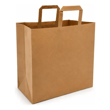 Kit 100 Sacolas De Papel Kraft C/alça 30x19x32 Embalagem Bege