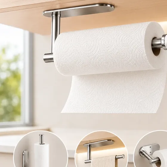 Suporte Aço Inox Papel Toalha Pano Cozinha Banheiro Armario