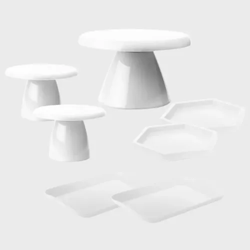Kit 1 Boleira Slim , 2 Mini Cake, 2 Band 20x13, 2 Sextavada Branco