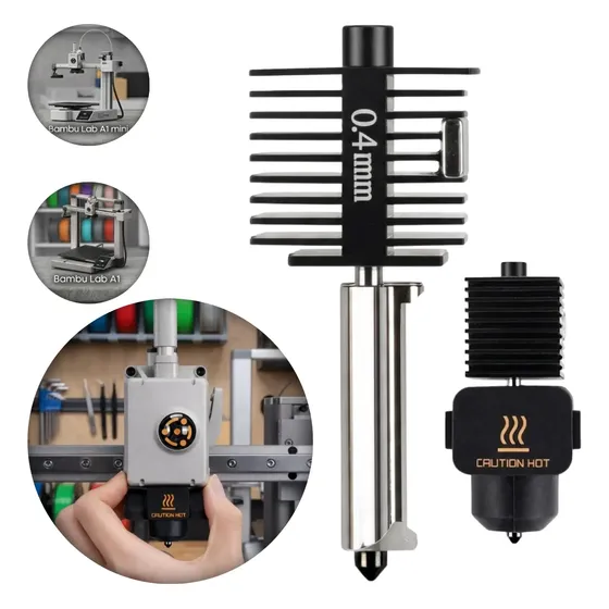 Hotend Compativel Bambu Lab A1 E A1 Mini Bico Aço Endurecido