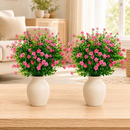 4 Buque Flores Eucalipto Artificial Arranjos Decoração 36cm Rosa-chiclete