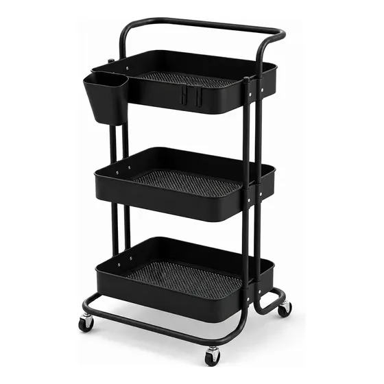 Organizador Multiuso 3 Prateleiras Metal Rodízios Cozinha