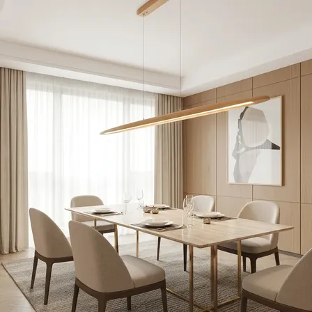 Lustre Pendente Linear Madeira Led 3000k Albero Pienza 130cm 127/220v Madeira