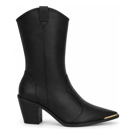Bota Feminina Moleca Cowboy Ana Castela Bico Fino Boiadeira Preto 36 Br