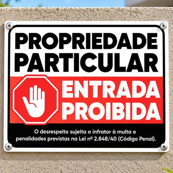 Placa Propriedade Particular Entrada Proibida 40x30cm Ps 1mm