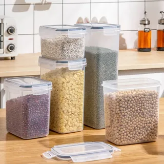 Kit 5 Potes Hermetico Mantimentos Cozinha Vedação Hermetica Branco