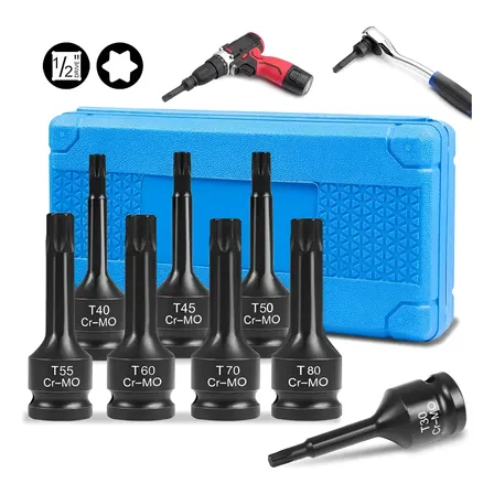 Kit Jogo De Soquete Impacto Torx T30 À T80 - 1/2'' 8 Peças Não Informado