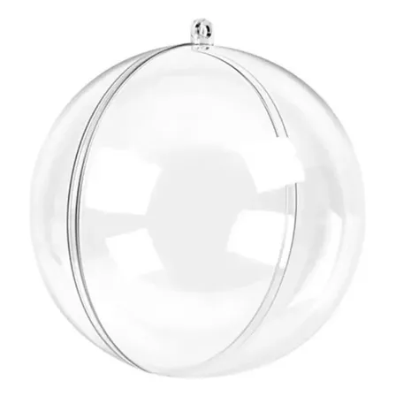 02 Esfera 20cm Bola Acrílica Decoração Enfeite Natal Oldani Transparente