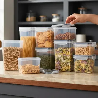 Kit 10 Potes Hermetico Mantimentos Cozinha Vedação Hermetica Branco