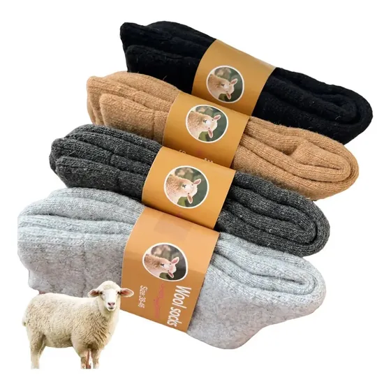Kit 4 Pares De Meias Grossas De Lã Térmicas Para Inverno Adu Multicolored 38-43