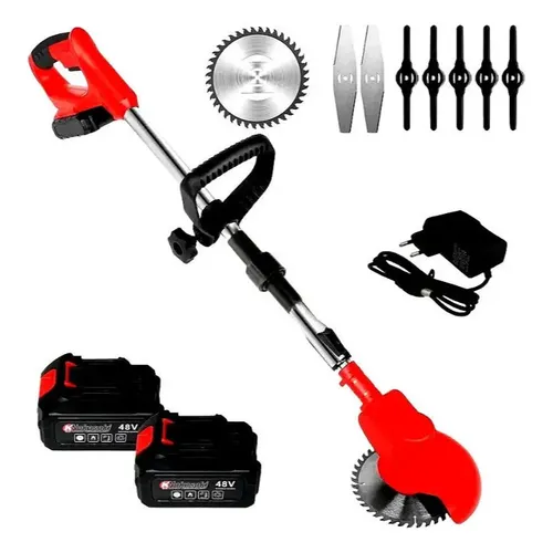 Roçadeira 1800w Sem Fio 48v Com 2 Baterias Recarregáveis 127/220v Vermelho