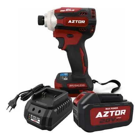 Parafusadeira 20v De Impacto Bateria 3ah Aztor Azp720 Bivolt Vermelho 127/220v