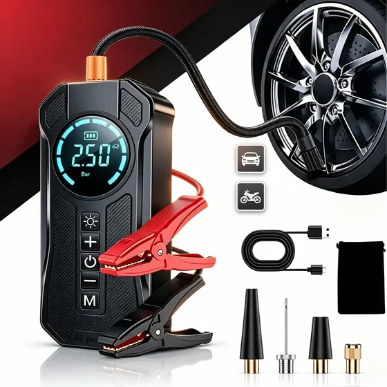 Auxiliar Partida Carregador Compressor Ar Portátil Veicular