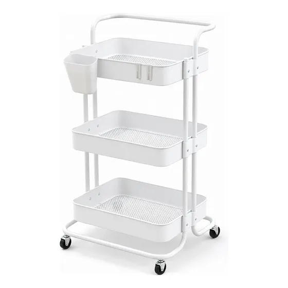 Organizador Multiuso 3 Prateleiras Metal Rodízios Cozinha