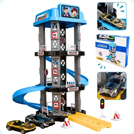 Pista De Carrinhos Brinquedo Infantil Menino Estacionamento Azul