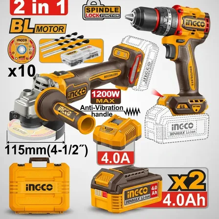 Kit Parafusadeira Furadeira Esmerilhadeira Ckli20256-9 Ingco