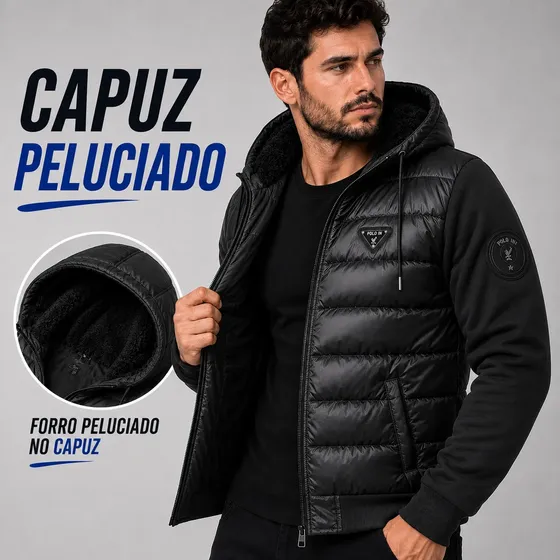 Jaqueta Bobojaco Manga Moletom Forrada Blusa Capuz Peluciado