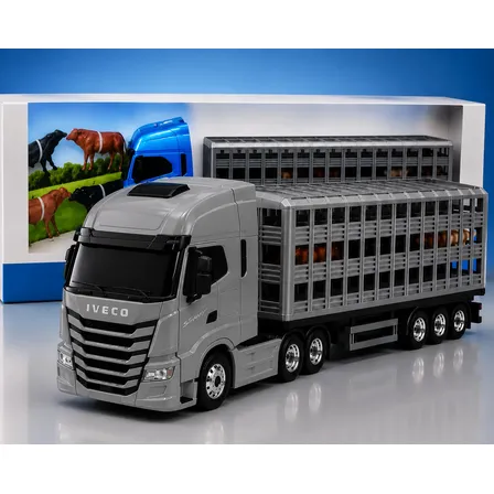 Caminhão Boiadeiro Iveco S-way Angus 53cm C/ Bois Boiadeiro Cinza