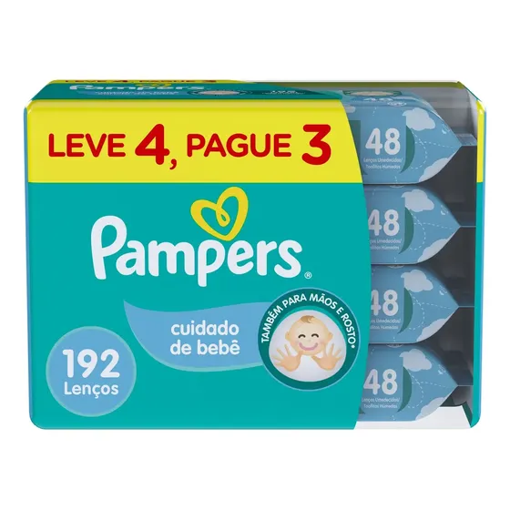 Lenços Umedecidos Pampers Cuidado De Bebê 192un