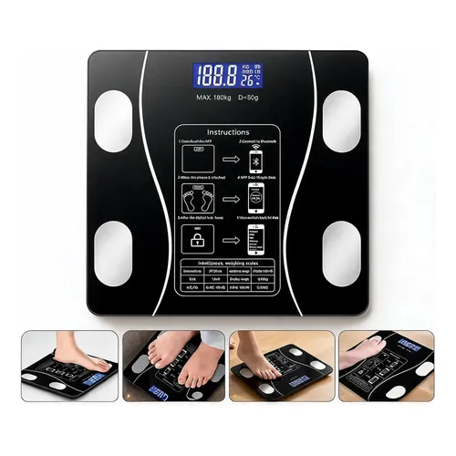 Balança Digital De Bioimpedância Bluetooth Até 180kg Preta Preto Bivolt