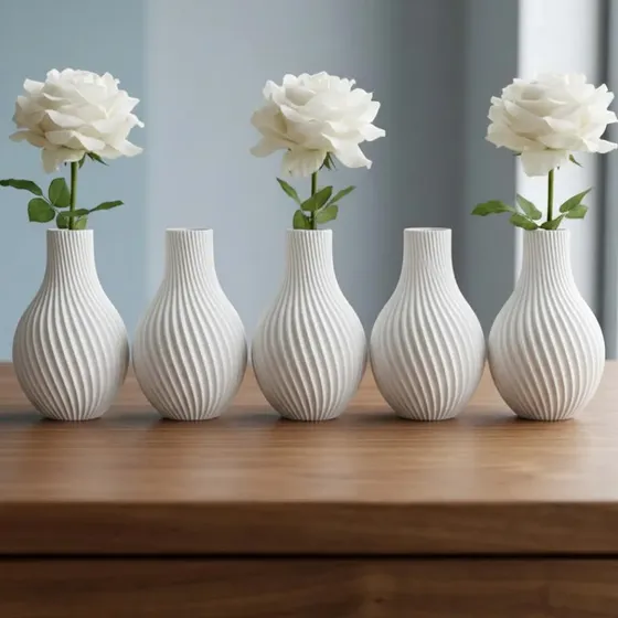 Kit 5 Vasos Decorativos Modernos Enfeite Mesa Sala Estante