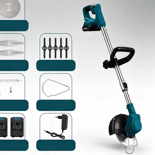 Roçadeira Aparador Grama Recarregável 2 Bateria Profissional 48v Azul