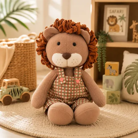Pelúcia Artesanal De Pano Antialérgico Lavável Infantil 40cm Leão