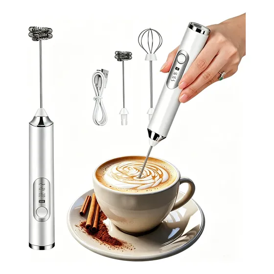 Misturador Bebidas Ovos Portátil Recarregável Mini Mixer Branco