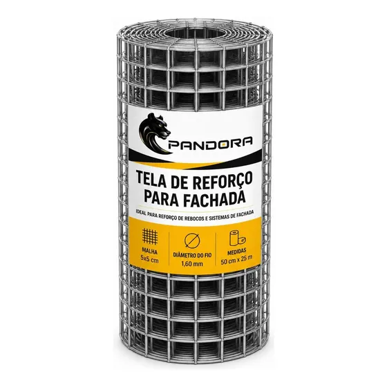 Tela Soldada Reforço Fachada Alvenaria Galvanizada 0,50x25m