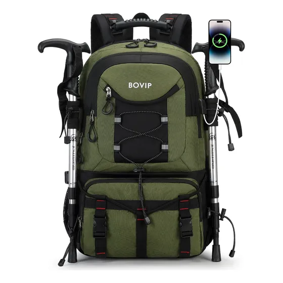 Mochila Trekking 40l Usb Impermeável Trilha Camp Viagem Verde Militar Florido