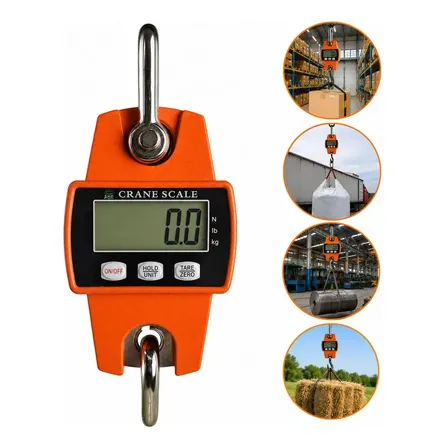 Balança Digital Suspensa 300kg Industrial Com Gancho Lcd Alt 4.5 Laranja