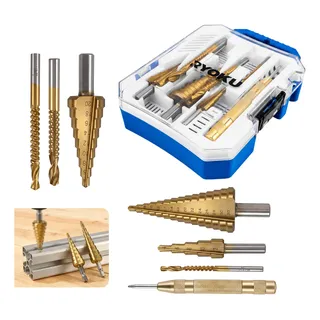Broca Escalonada Espiral Hss Metal Kit Jogo 7 Peças Ryoku
